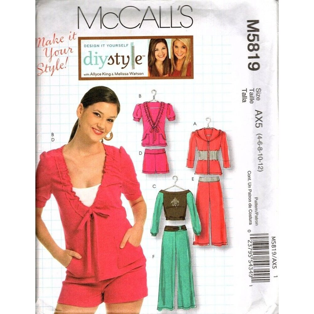 McCall's M5819 Misses 4 to 12 Top, Shorts and Pants Uncut Sewing Pattern New